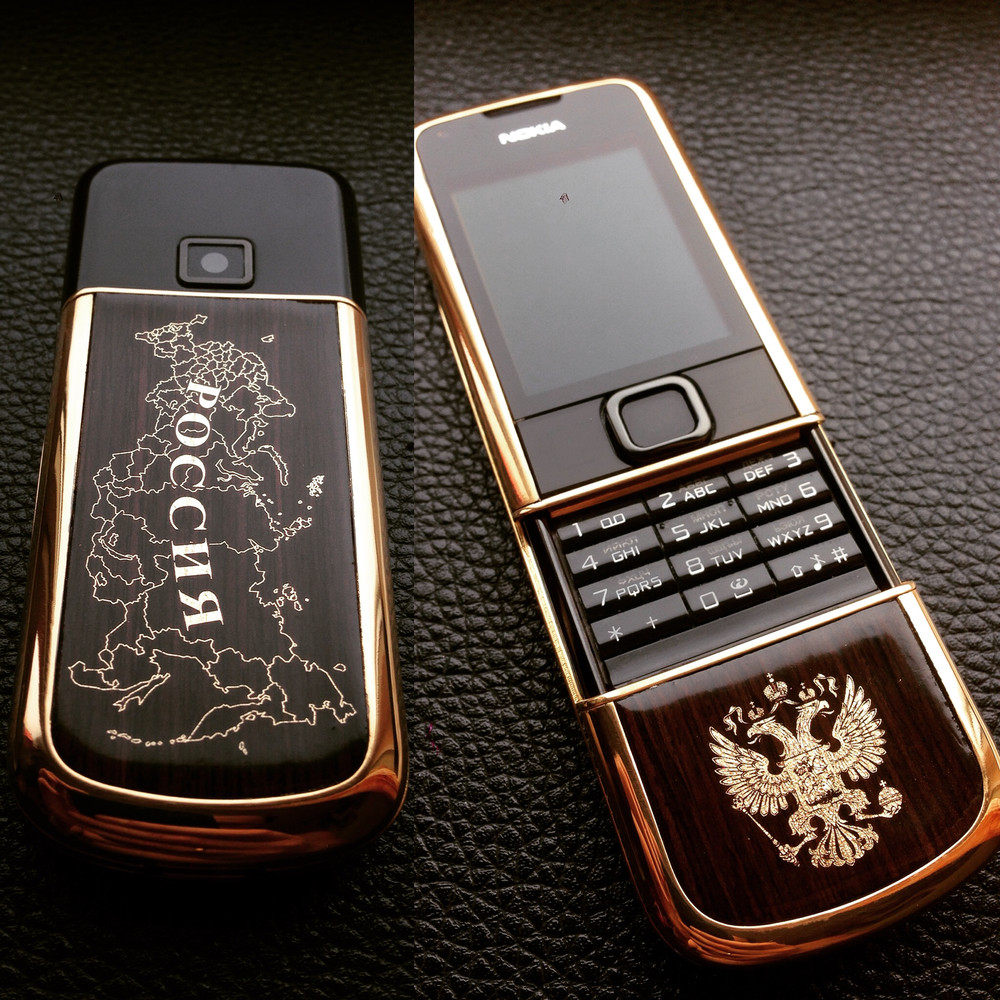 NOKIA 8800, арт-тюнинг, лазерная гравировка, позолота